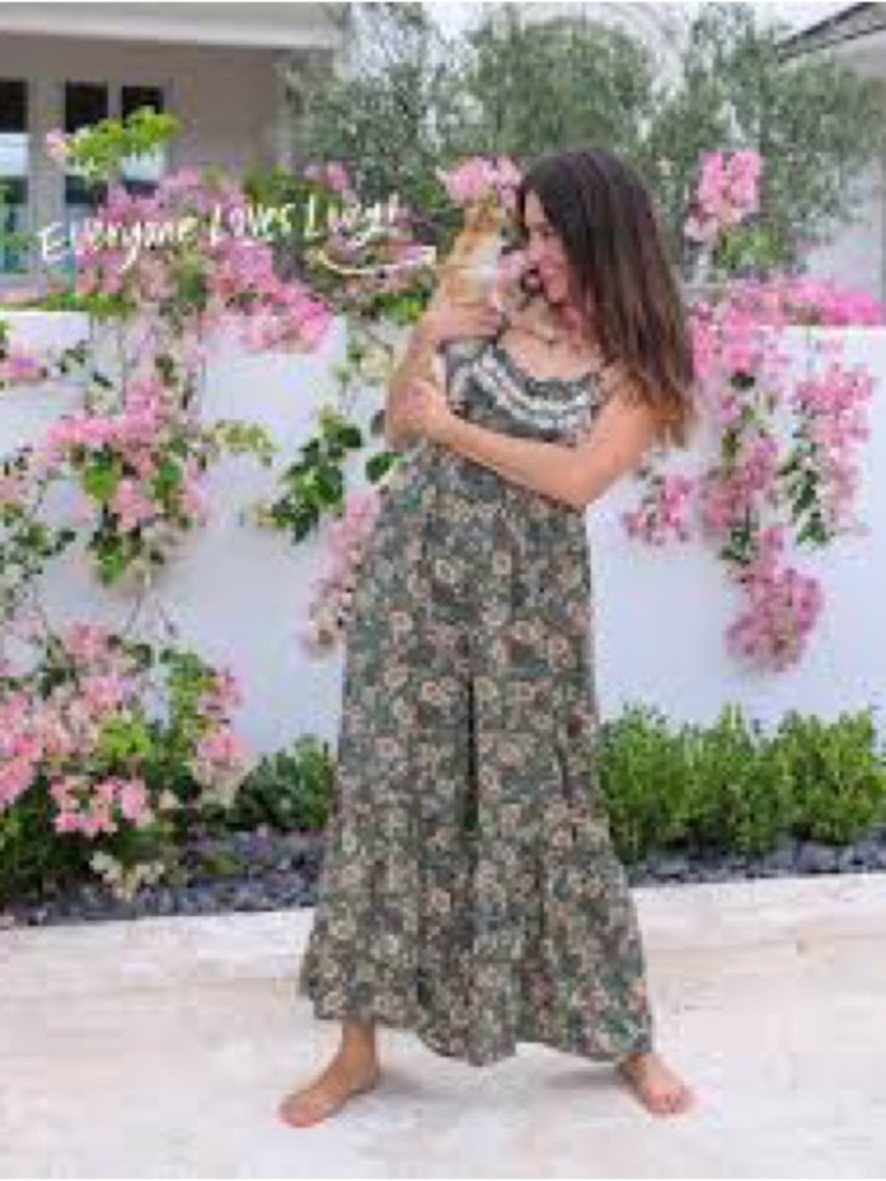 NATURAL LIFE Olive Green Floral Maxi Dress for Girls